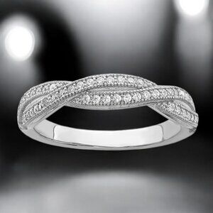 Micro-Pave CZ Twist Ring in 925 Sterling Silver